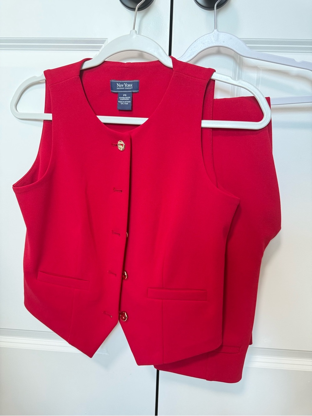 New York & Company Red Sleeveless Vest Blazer